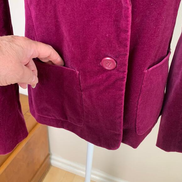 Vintage Rafaella Size 8 Velvet Blazer Jacket Berry Wine Button Work Holiday - Picture 9 of 10